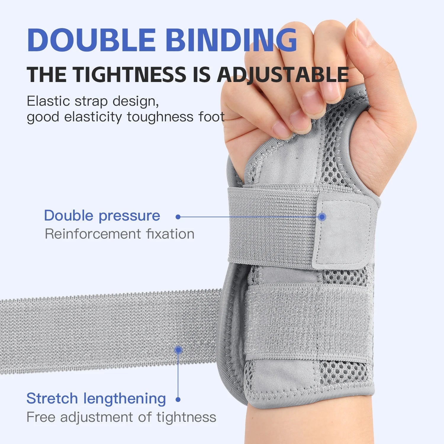 Adjustable wrist support brace used during typing for carpal tunnel relief
