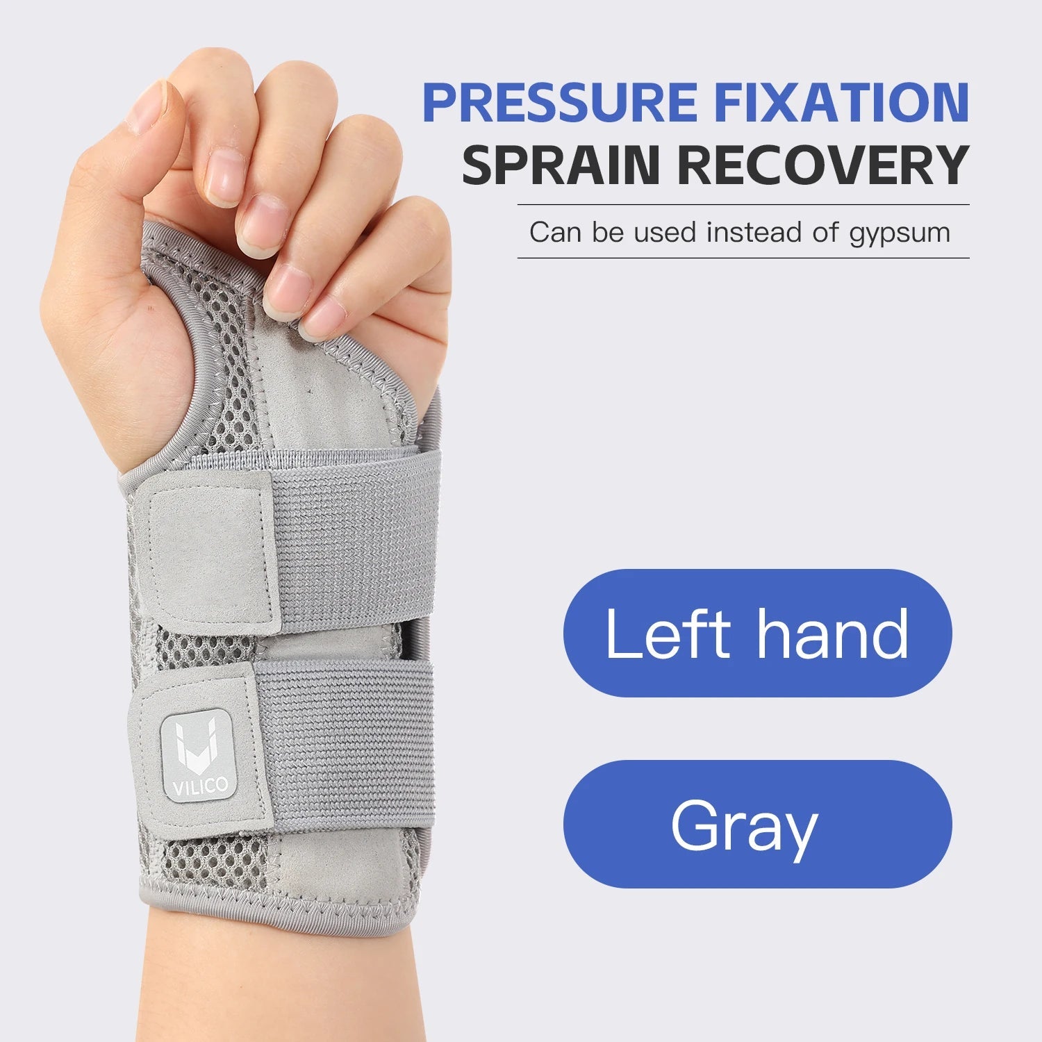 Black adjustable wrist guard with thumb support on white background