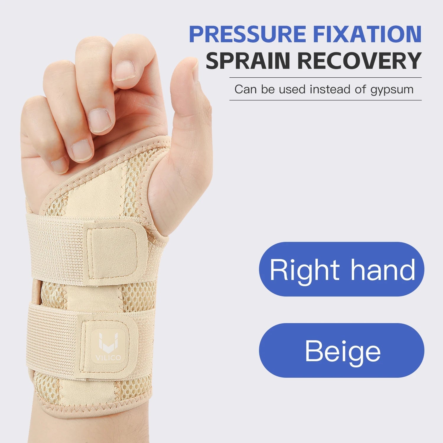 Side view of dual strap wrist brace for sprain recovery and tendon pain
