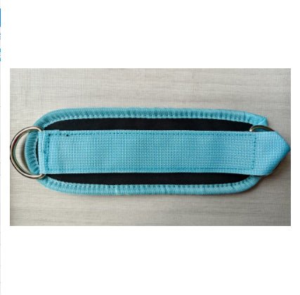 Sky blue double-ring ankle strap for gym training and leg sculpting exercises