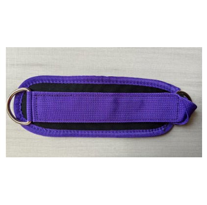 Purple rubber ankle strap for fitness and body shaping, gym accessory front view