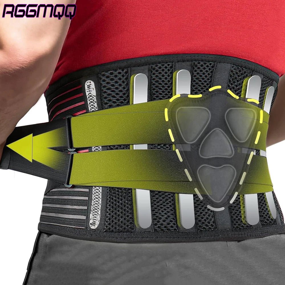 Breathable back brace with lumbar pad for sciatica pain relief