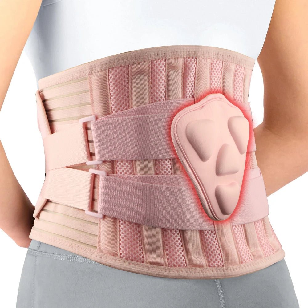 Man wearing orthopedic back brace under clothes for posture support and pain relief