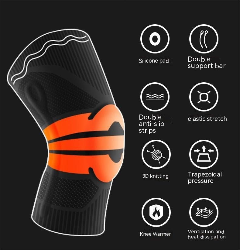 Close-up of silicone patella support ring on bamboo charcoal knee sleeve