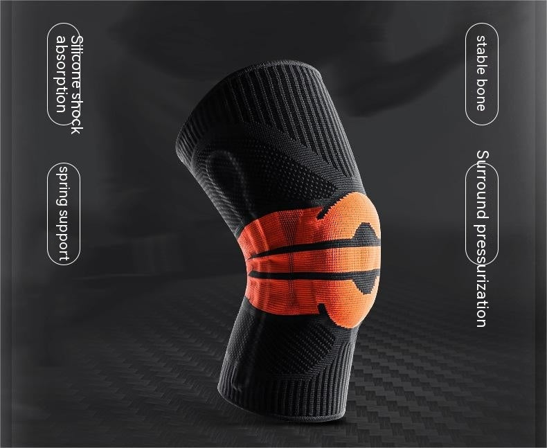 Close-up of silicone patella support ring on bamboo charcoal knee sleeve
