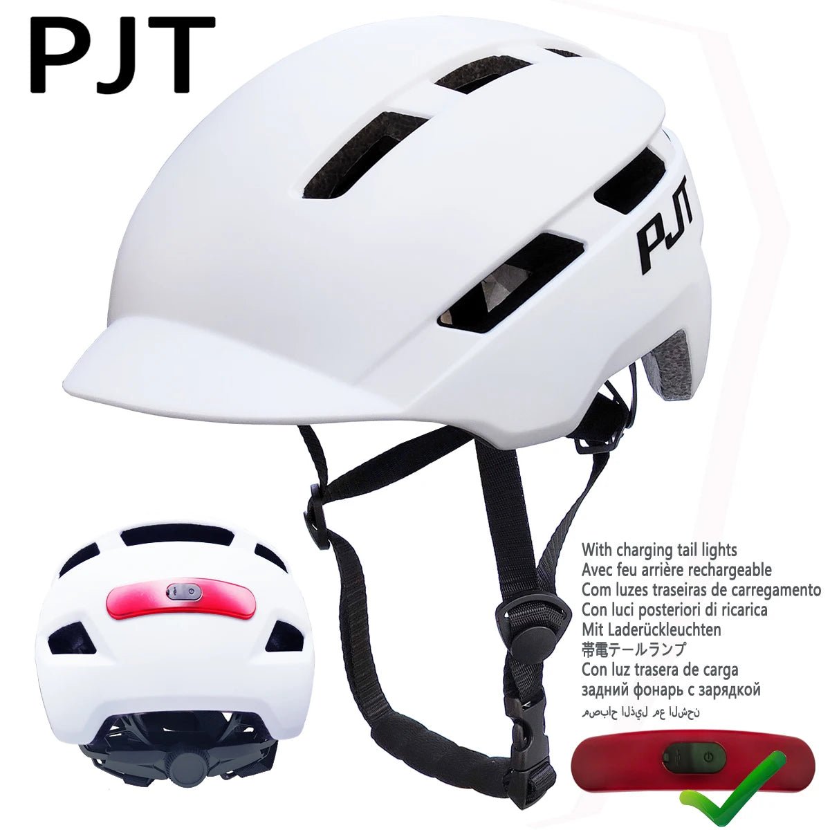 PJT New Cycling Helmet In - Mold Mountain Road USB Rechargeable Tail light Bicycle Bike Helmet Sports Safe Hat MTB Cycling Helmet - Kemedi