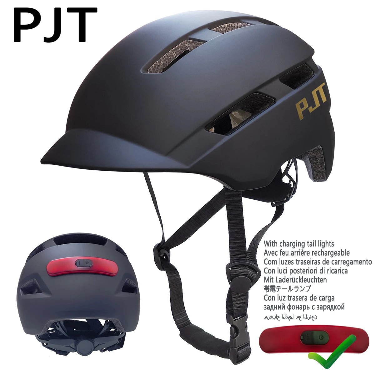 PJT New Cycling Helmet In - Mold Mountain Road USB Rechargeable Tail light Bicycle Bike Helmet Sports Safe Hat MTB Cycling Helmet - Kemedi