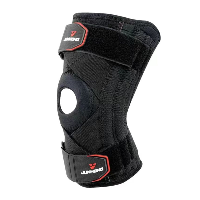 Pro-grade black knee pads with pressure spring shock absorption for basketball and MTB