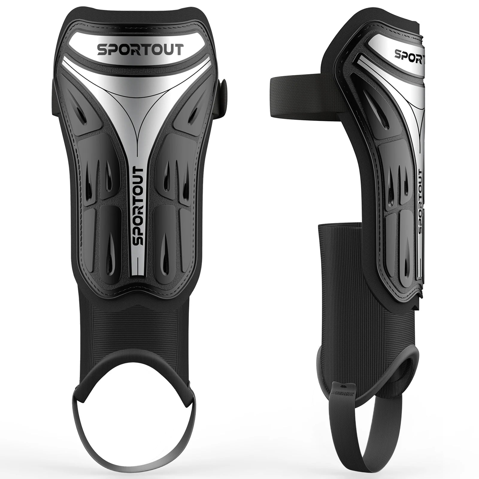 Sportout soccer shin guards for kids and adults with hard shell PP protection