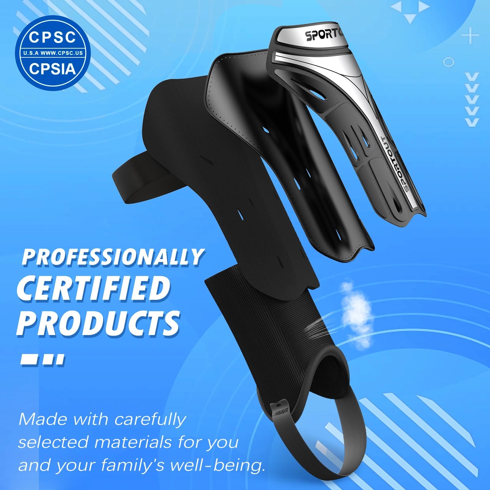 Sportout Soccer Shin Guards for Kids Adults, Youth Soccer Gear with Protective Hard Shell for Boys, Girls, and Mens. Soccer Shin - Kemedi