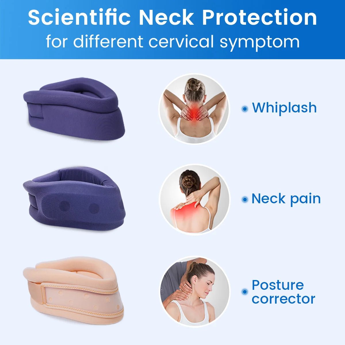 VELPEAU Neck Brace for Pain Relief and Spine Pressure, Adjustable Foam Neck Support Collar for Snoozing and Sleep Apnea - Kemedi