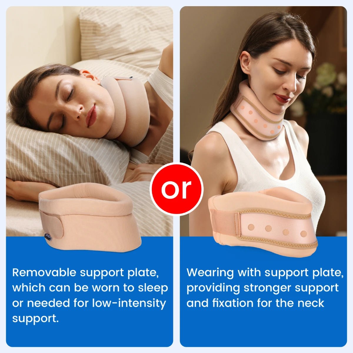VELPEAU Neck Brace for Pain Relief and Spine Pressure, Adjustable Foam Neck Support Collar for Snoozing and Sleep Apnea - Kemedi