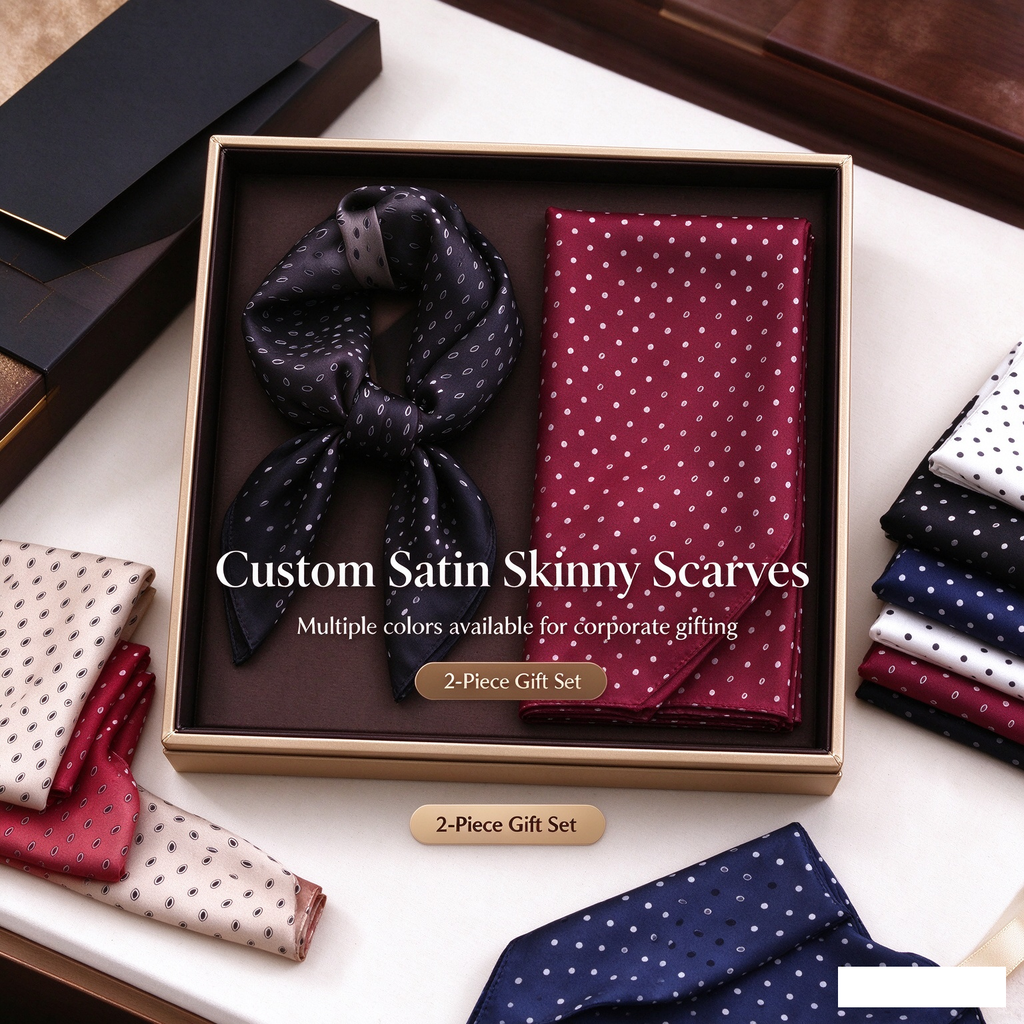 custom satin skinny scarves